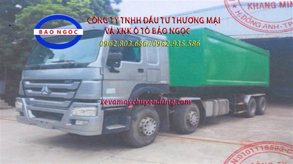 Xe hooklift chở rác thùng rời 32 khối howo